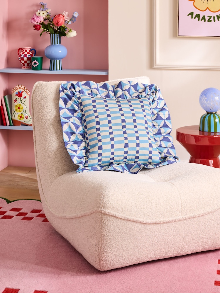 Eleanor Bowmer Blue Mega Frill Cushion - Image 2 of 5 Eleanor Bowmer Blue Mega Frill Cushion - Image 2 of 5
