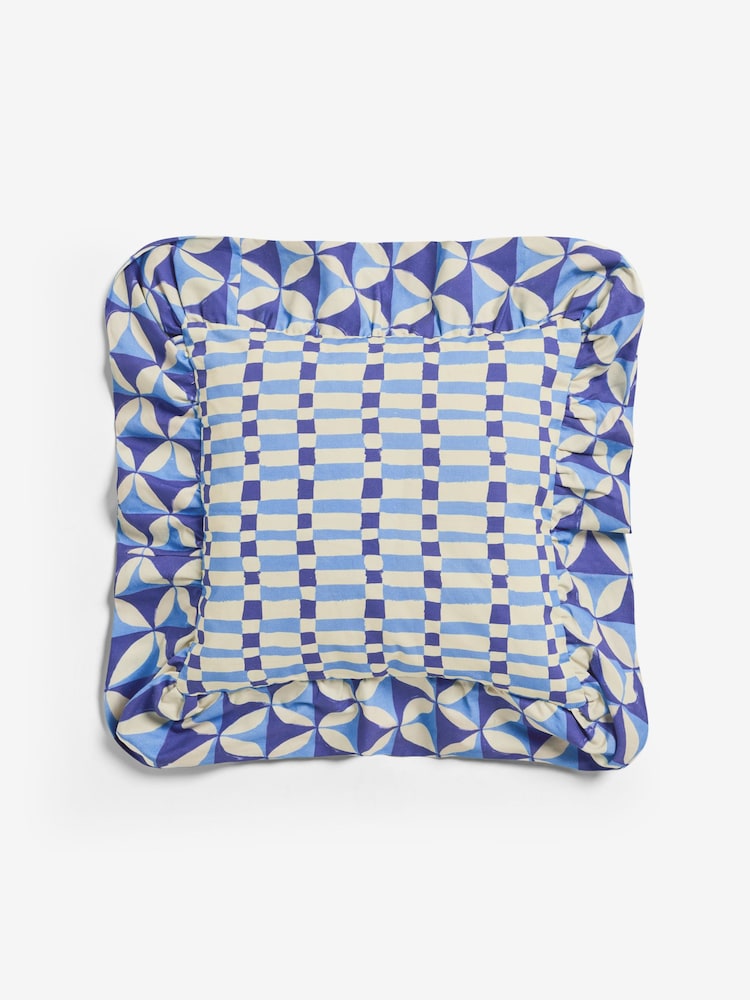 Eleanor Bowmer Blue Mega Frill Cushion - Image 5 of 5 Eleanor Bowmer Blue Mega Frill Cushion - Image 5 of 5