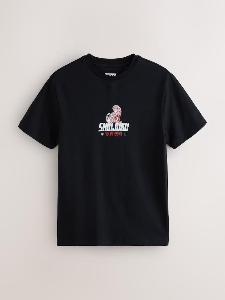 Black Japan Slim Fit Motionflex Soft Graphic T-Shirt - Image 1 of 3 Black Japan Slim Fit Motionflex Soft Graphic T-Shirt - Image 1 of 3