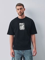 Black Japan Relaxed Fit Graphic Print Heavy Weight T-Shirt - Image 2 of 9