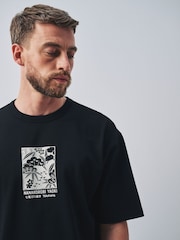 Black Japan Relaxed Fit Graphic Print Heavy Weight T-Shirt - Image 3 of 9