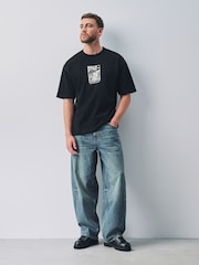 Black Japan Relaxed Fit Graphic Print Heavy Weight T-Shirt - Image 4 of 9