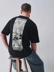 Black Japan Relaxed Fit Graphic Print Heavy Weight T-Shirt - Image 5 of 9