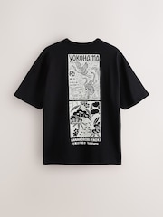 Black Japan Relaxed Fit Graphic Print Heavy Weight T-Shirt - Image 6 of 9