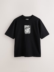 Black Japan Relaxed Fit Graphic Print Heavy Weight T-Shirt - Image 7 of 9