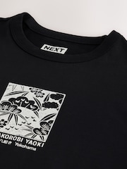 Black Japan Relaxed Fit Graphic Print Heavy Weight T-Shirt - Image 8 of 9