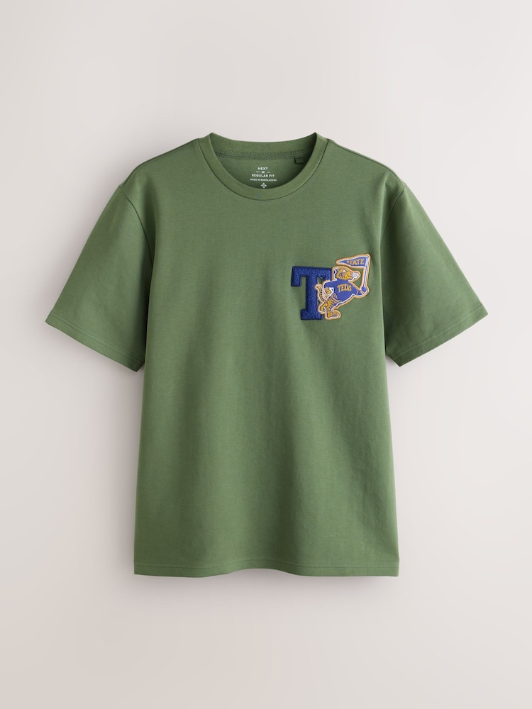 Green Blue Navy White Badge Regular Fit Motionflex Soft Heavyweight T-Shirts 3 Pack - Image 2 of 6