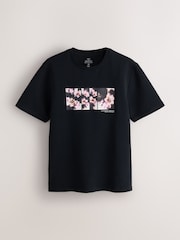 Black Floral Front Print Graphic T-Shirt - Image 6 of 8
