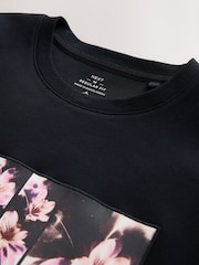 Black Floral Front Print Graphic T-Shirt - Image 7 of 8