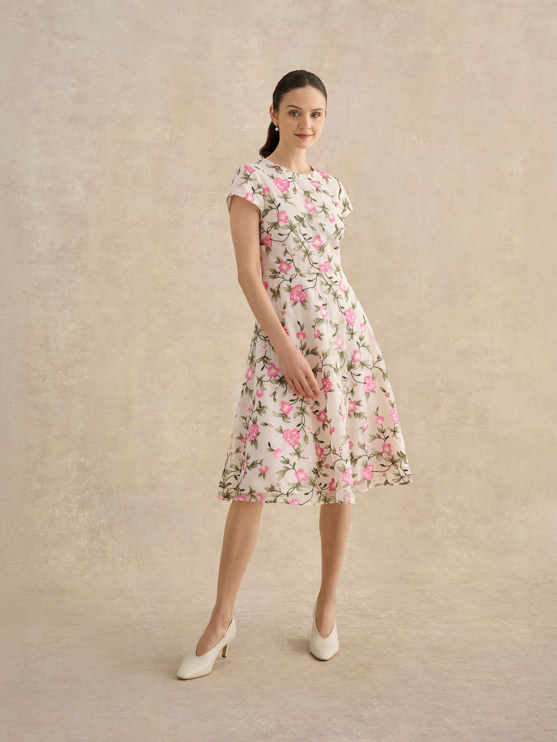 Buy Hobbs Pink Petite Tia Embroidered Dress from Next USA