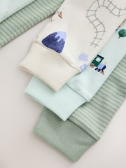 Green/Ecru Train Mini Print Snuggle Pyjamas 3 Pack (9mths-10yrs) - Image 10 of 11