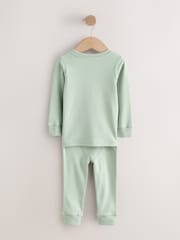 Green/Ecru Train Mini Print Snuggle Pyjamas 3 Pack (9mths-10yrs) - Image 9 of 11