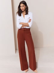 Rdzawy brąz - Lipsy Tailored Belted Wide Leg Trousers - Obraz 1 z 5