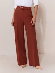 Rdzawy brąz - Lipsy Tailored Belted Wide Leg Trousers - Obraz 3 z 5