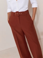 Rdzawy brąz - Lipsy Tailored Belted Wide Leg Trousers - Obraz 4 z 5