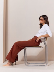 Rdzawy brąz - Lipsy Tailored Belted Wide Leg Trousers - Obraz 5 z 5