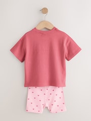 Pink Heart Short Sleeve T-Shirt and Cycle Shorts Set (3mths-7yrs) - Image 3 of 5