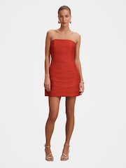 Nabrana mini obleka brez naramnic Forever New Sasha vsebuje lan - Slika 5 iz 5