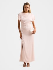 Forever New Pink Genevieve Satin Drape Maxi Dress - Image 1 of 4