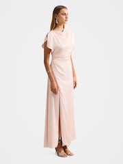 Forever New Pink Genevieve Satin Drape Maxi Dress - Image 4 of 4
