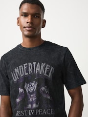 Black Washed Undertaker WWE License Graphic Relaxed Fit T-Shirt - Image 4 of 7