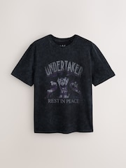 Black Washed Undertaker WWE License Graphic Relaxed Fit T-Shirt - Image 5 of 7