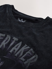Black Washed Undertaker WWE License Graphic Relaxed Fit T-Shirt - Image 6 of 7