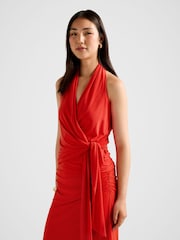 Forever New Red Gianna Wrap Halter Neck Dress - Image 4 of 5