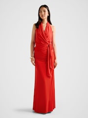 Forever New Red Gianna Wrap Halter Neck Dress - Image 5 of 5