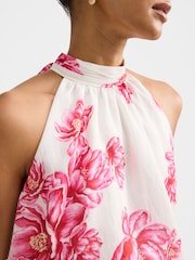 Forever New White Maisie Petite Halter Neck Tie Up Top Contains Linen - Image 3 of 5