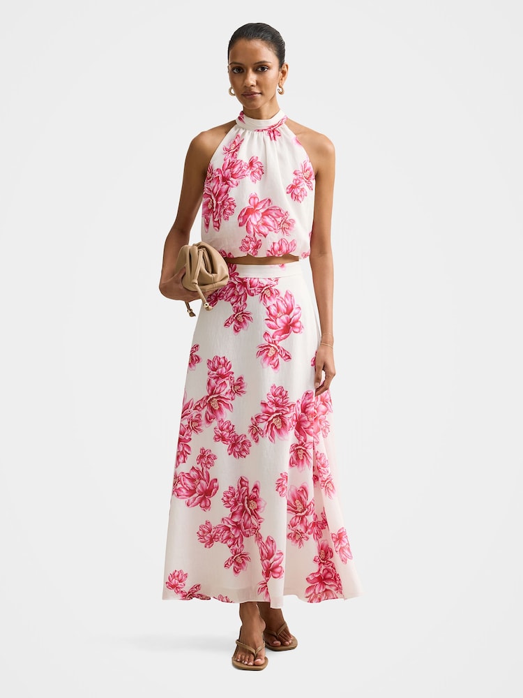 Forever New White Maisie Petite Halter Neck Tie Up Top Contains Linen - Image 5 of 5