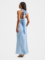 Forever New Blue Clementine High Neck Satin Maxi Dress - Image 2 of 4