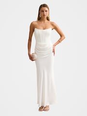 Forever New White Isra Drape Strapless Maxi Dress - Image 1 of 4
