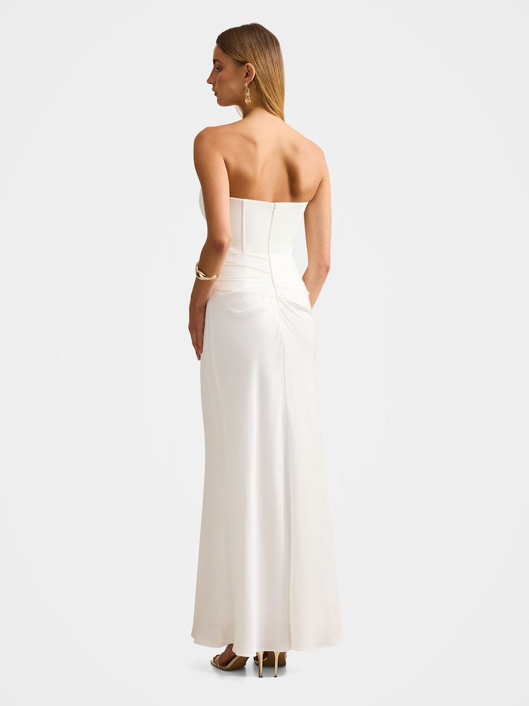 Forever New White Isra Drape Strapless Maxi Dress - Image 2 of 4