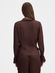 Forever New Brown Maude Asymmetrical Drape Shirt - Image 2 of 5
