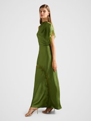 Forever New Green Kody Satin Lace Asymmetrical Dress - Image 4 of 4