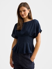 Forever New Blue Wren Pleated Detail Top - Image 1 of 5