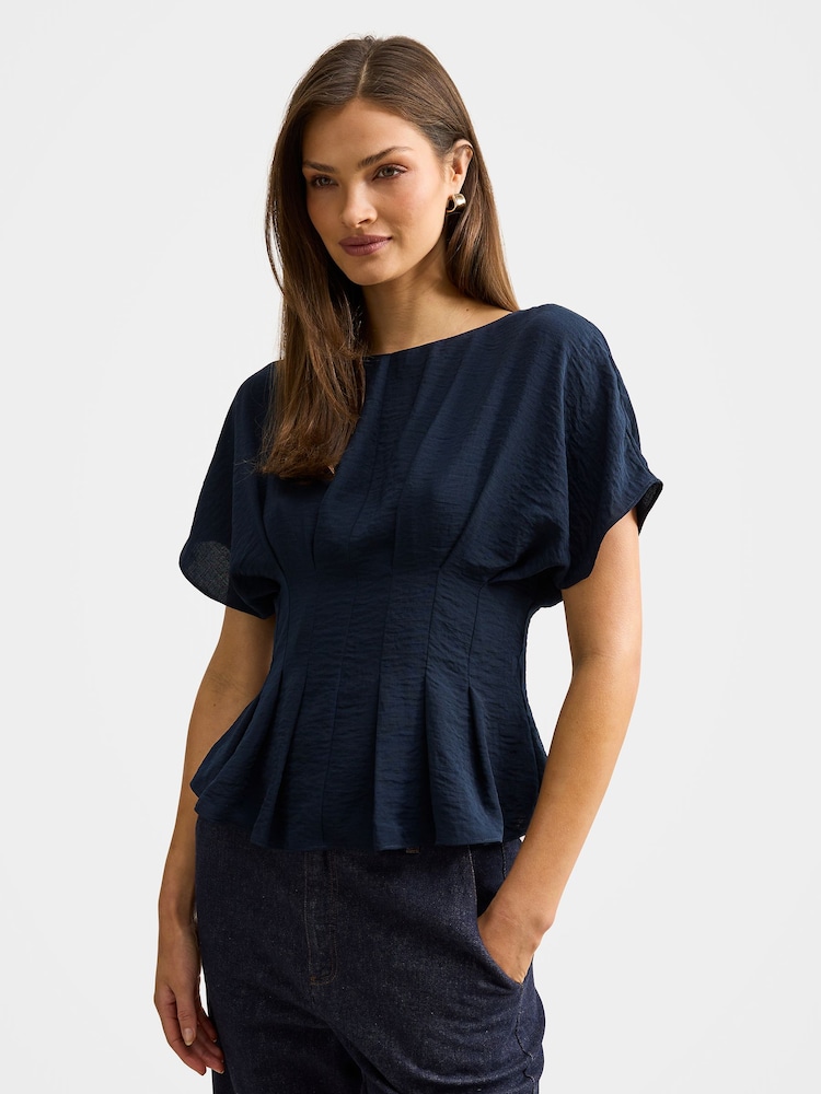 Forever New Blue Wren Pleated Detail Top - Image 1 of 5