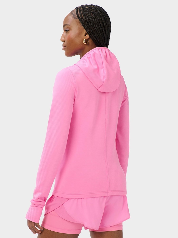 Sweaty Betty Pink Textured Train Zip Up Gym Jacket - Image 2 of 7 Sweaty Betty Pink Textured Train Zip Up Gym Jacket - Image 2 of 7