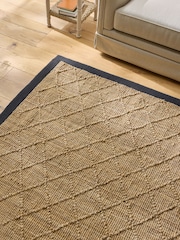 Nina Campbell Natural Diamond  Hand Woven Jute Rug - Image 1 of 5