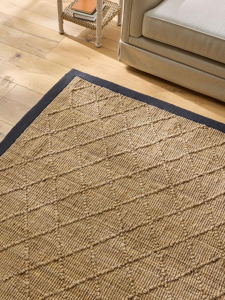 Nina Campbell Natural Diamond  Hand Woven Jute Rug - Image 1 of 5