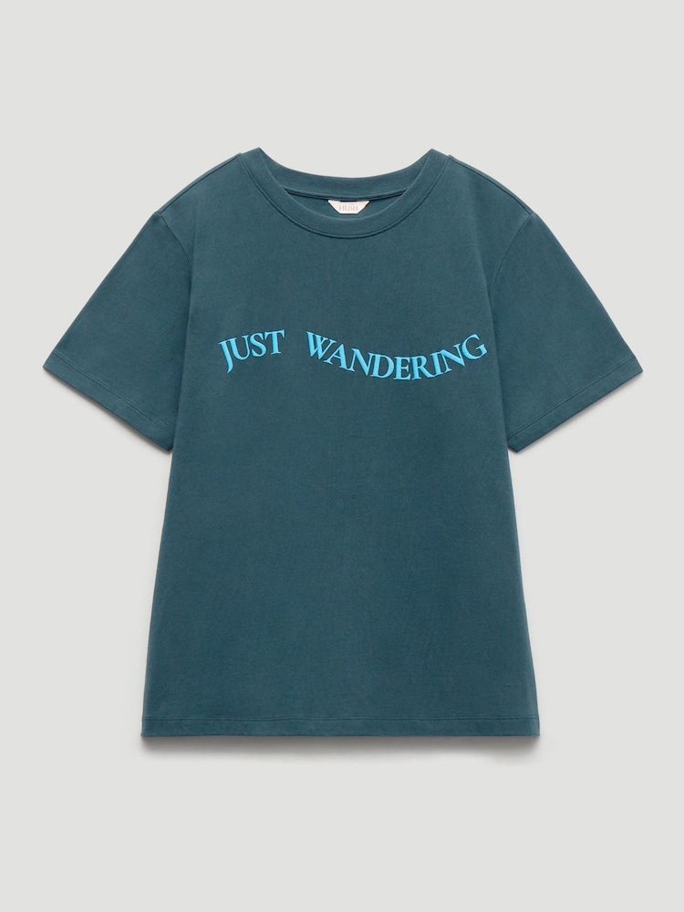 Hush Blue Just Wandering Graphic Cotton T-Shirt - Image 5 of 5