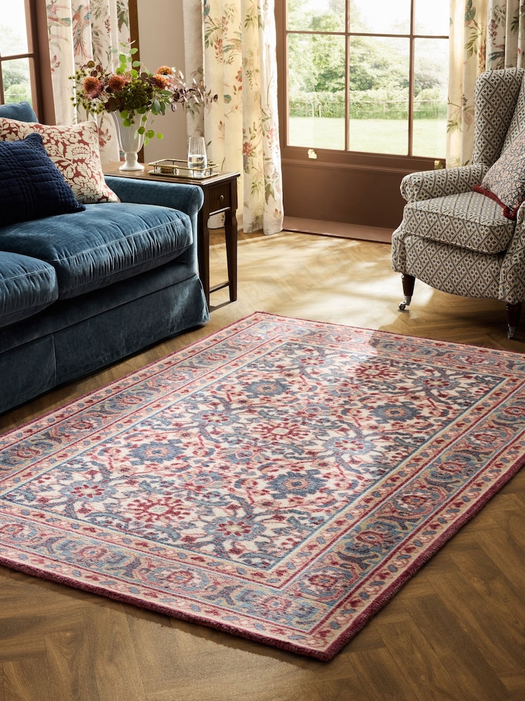 Laura Ashley Red Persian Border Wool Rug - Image 1 of 4 Laura Ashley Red Persian Border Wool Rug - Image 1 of 4