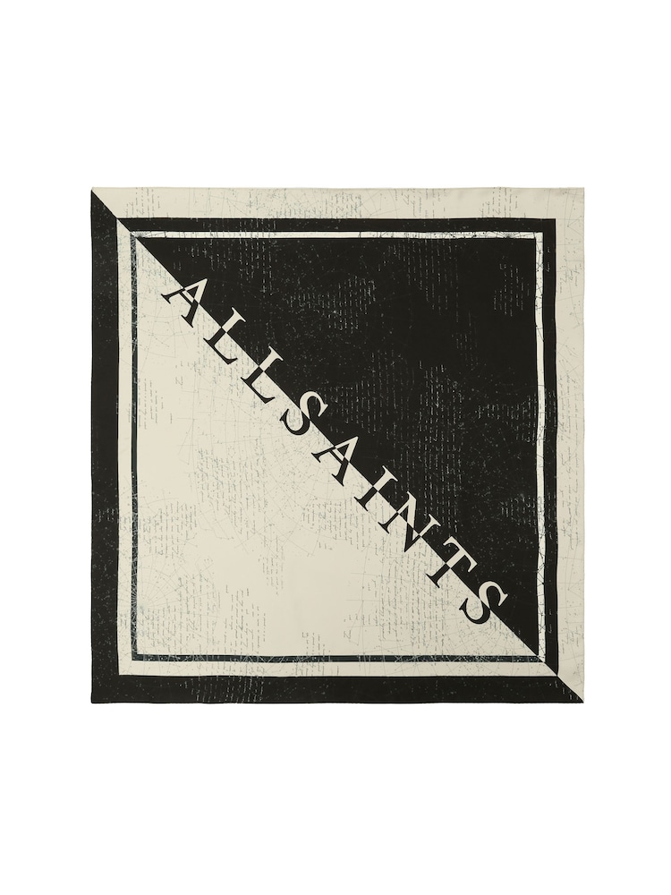 AllSaints Black Script Square Scarf - Image 1 of 4