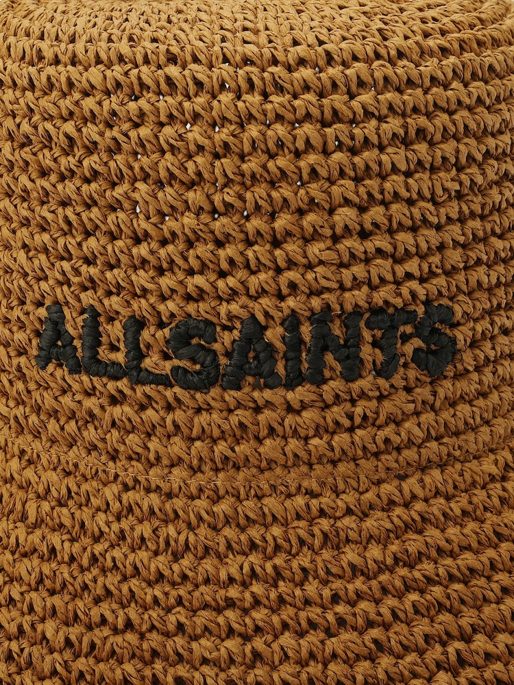 AllSaints Brown Colligiate Straw Cloche Hat - Image 4 of 4