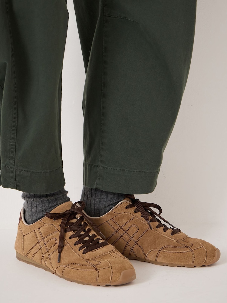 Hush Brown Sadie Stitch Detail Slimline Trainers - Image 1 of 5 Hush Brown Sadie Stitch Detail Slimline Trainers - Image 1 of 5