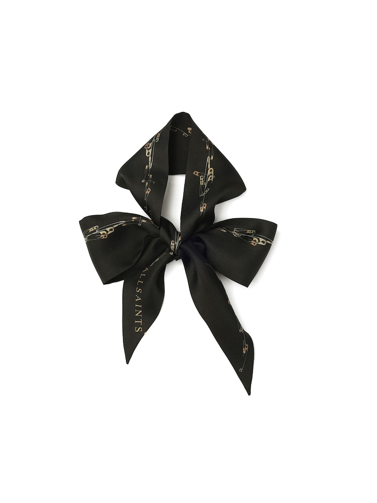 AllSaints Black Cora Skinny Scarf - Image 2 of 4 AllSaints Black Cora Skinny Scarf - Image 2 of 4