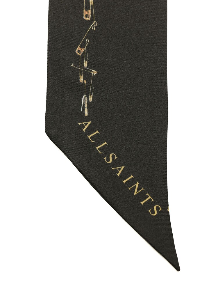 AllSaints Black Cora Skinny Scarf - Image 4 of 4 AllSaints Black Cora Skinny Scarf - Image 4 of 4