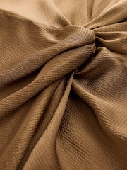 Bronze Satin Short Sleeve Twist Front Midi Dress - Image 6 of 7