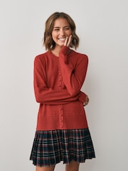 Red Long Sleeve Cardigan 2 in 1 Mini Dress - Image 1 of 4